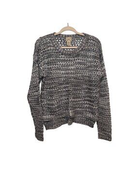 Eyelash Couture Gray Open Knit Pullover Sweater XL Acrylic